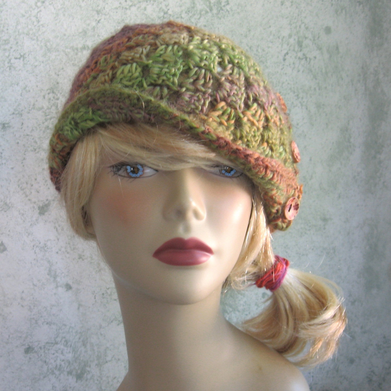 Crochet Pattern Womens Hat With Side Button Trim Instant Etsy Israel