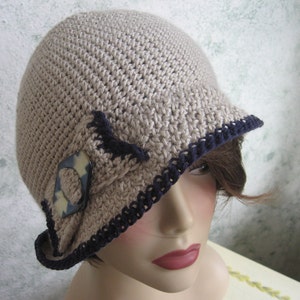 Crochet Pattern Womens Flapper Hat With Bow Trim Instant Download May Resell Finished image 1