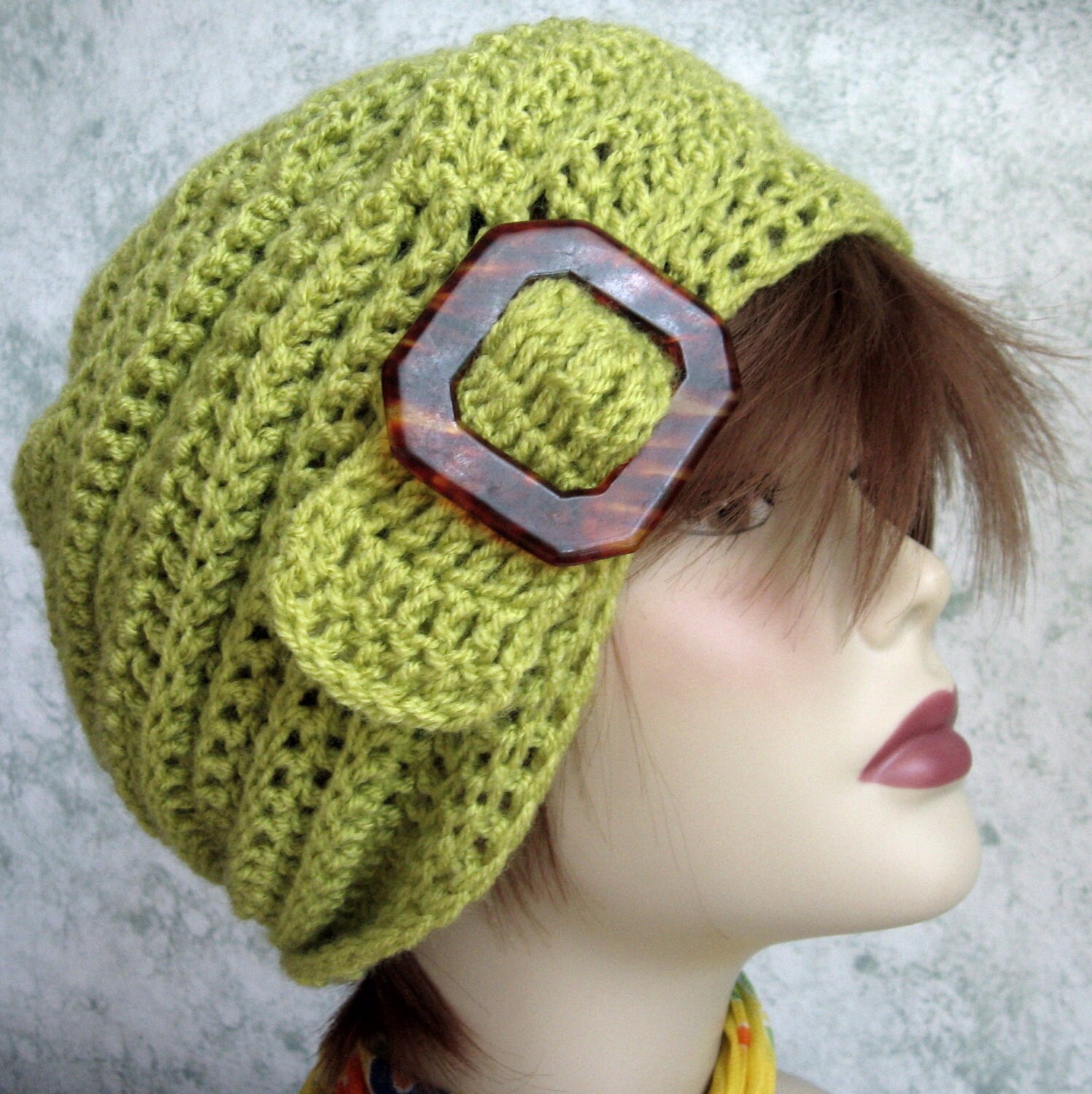 Instant Download Crochet Slouch Hat Pattern With Slide Trim Mulit-sized ...