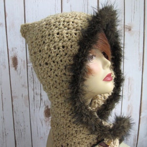 Womens Crochet Hood Pattern With Faux Fur Trim PDF Instant Download Easy To Make image 2