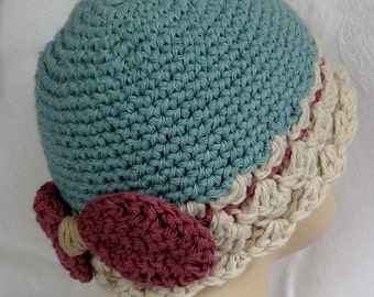 Baby Girls Crochet Hat Pattern With Bow Trim Instant Download Multi-Size