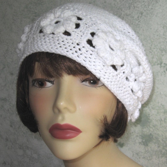 Crochet Hat Pattern Womens White Cotton 