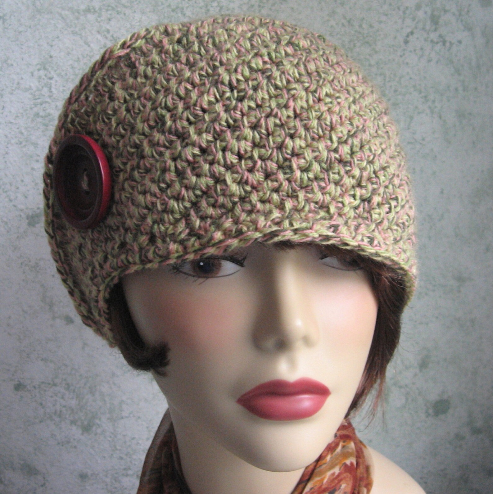 Side Wrap Womens Crochet Hat Pattern With Button Trim Instant Etsy