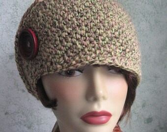 Side Wrap Womens Crochet Hat Pattern With Button Trim Instant Download May Resell finished