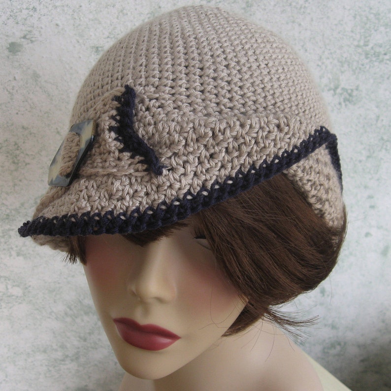 Crochet Pattern Womens Flapper Hat With Bow Trim Instant Download May Resell Finished image 2