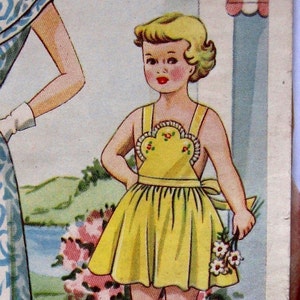 Vintage 50s Girls Sundress Pattern With Bib Front Sz 4 PDF File