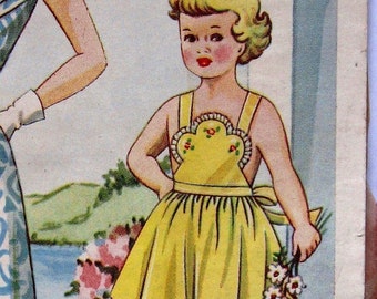 Vintage 50s Girls Sundress Pattern With Bib Front Sz 4 PDF File