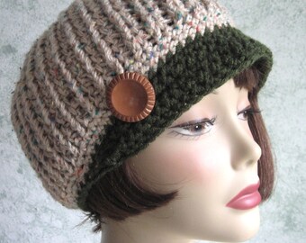 Crochet Newsboy Hat Pattern Ribbed Stitch With Brim Instant Download Easy To Make