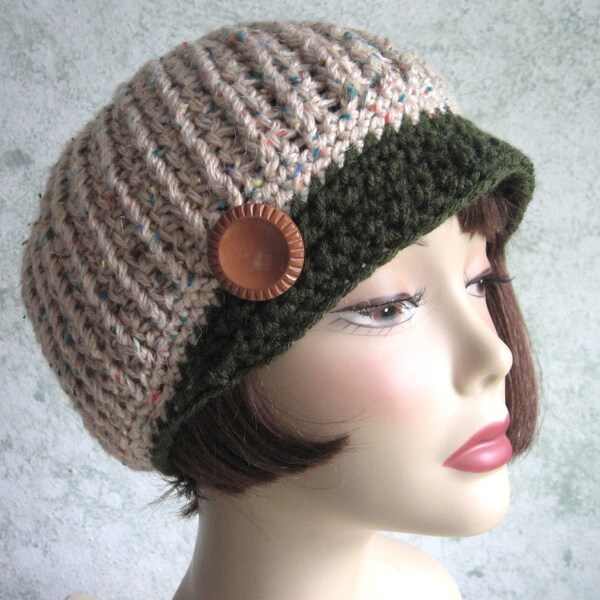 Crochet Newsboy Hat Pattern Ribbed Stitch With Brim Instant Download Easy To Make