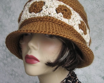 Womens Crochet Hat Pattern Brimmed Summer Hat With Contrasting Band Instant Download