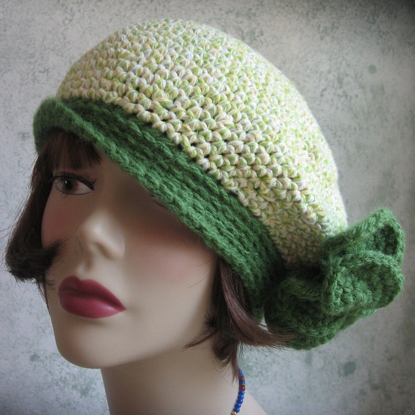 Crochet Pattern Womens Banded Beret With Large Flower Trim PDF May Resell Finished Instant Download