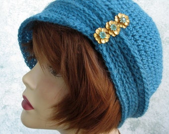 Womens Crochet Hat Pattern Cloche With Ribbing And Small Brim Instant Download May Resell Finished