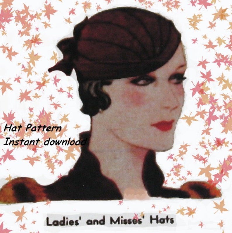 Vintage 1930s Womens Hat Pattern Back Wrap Design Instant Download image 2