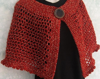 Womens Crochet Cape Pattern With Large Button Trim And Snap Closure Instant Download