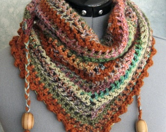 Womens Crochet Scarf Pattern With Bead Trim Triangle Neck Wrap Easy To Make Instant Download