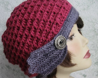 Womens Crochet Hat Pattern Waffle Stitch With Trim Band Instant Download Adult Multi-Sized