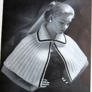 Crochet Pattern Vintage Womens Cape Shawl One Size Fits Most Instant Download