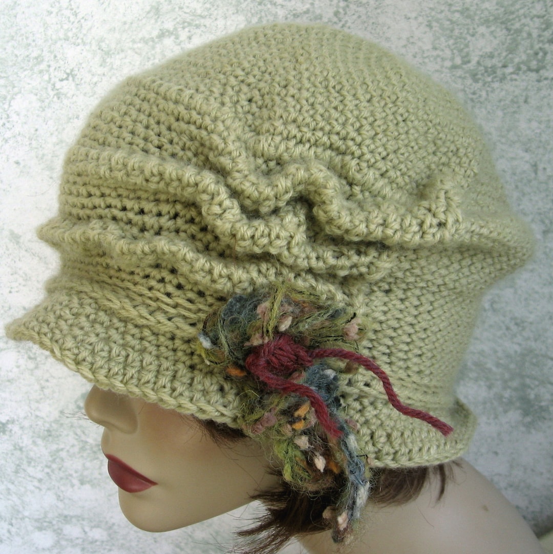 Flapper Hat Pattern Free Crochet Pattern Womens Flapper Hat Brimmed With Free Form Trim Instant ...