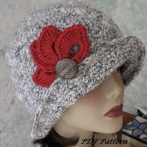 Crochet Hat Pattern Flapper Style With Brim Petal Trim And Back Pleats Digital Download image 1