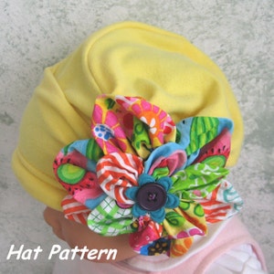 Baby Girls Hat Pattern With Lrg Flower Trim Summer Style PDF Instant Download Infant- 10 Years