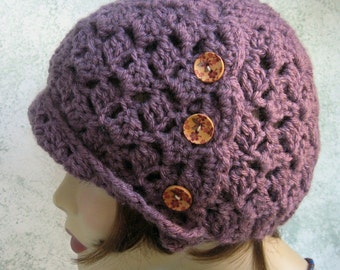 Crochet Hat Pattern Womens Side Button Cloche Easy To Make Instant Download