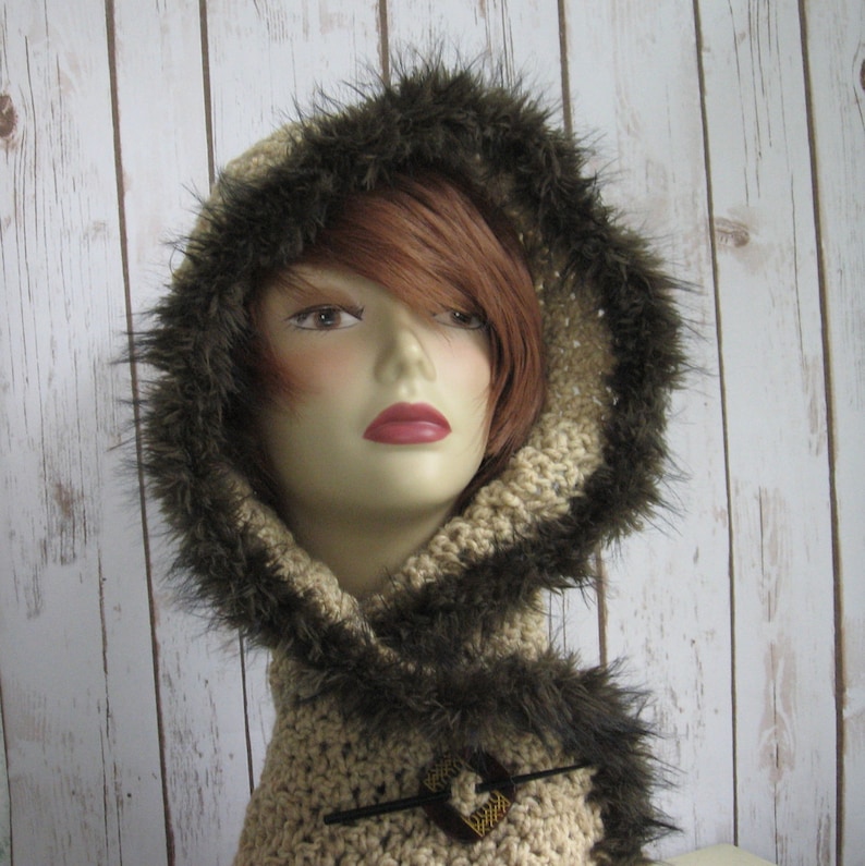 Womens Crochet Hood Pattern With Faux Fur Trim PDF Instant Download Easy To Make image 3