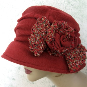 Womens Brimmed Hat Pattern With Side Pleating And Rolled Rose Trim Instant Download