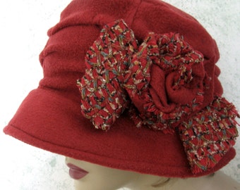 Womens Brimmed Hat Pattern With Side Pleating And Rolled Rose Trim Instant Download