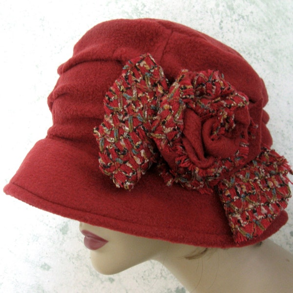 Womens Brimmed Hat Pattern With Side Pleating And Rolled Rose Trim Instant Download