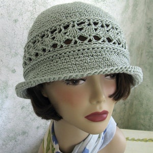 Crochet Hat Pattern Women's Summer Brimmed Hat With Mesh Band Instant Download