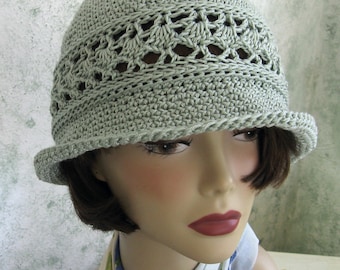 Crochet Hat Pattern Women's Summer Brimmed Hat With Mesh Band Instant Download