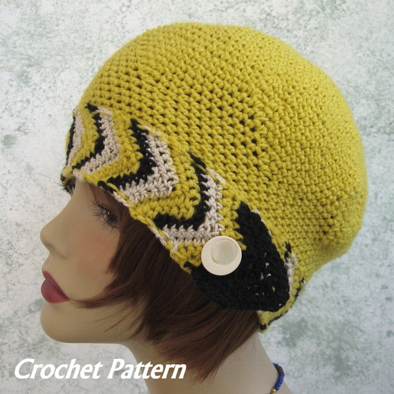 Womens Crochet Hat Pattern Cloche With Chevron Band  Instant Download May Resell finished