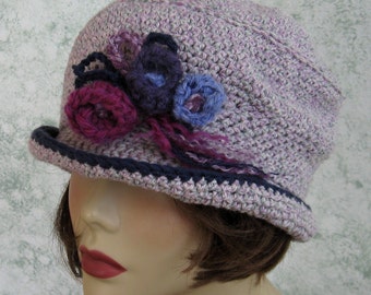 Crochet Hat Pattern Womens Brimmed Mercy Street Style Hat Brimmed With Flower Trim  Instant Download