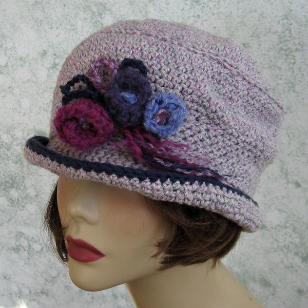 Häkeln Sie Hut Muster Womens Krempe Barmherzigkeit Street Style Hut Krempe mit Blumenbesatz Instant Download