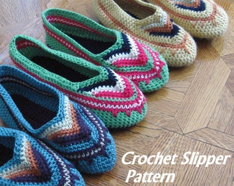 Womens Crochet Slipper Pattern House Shoes With Colorful Chevron Toe Multi Sized  Women's  Slipper Pattern Instant Download Easy To Make