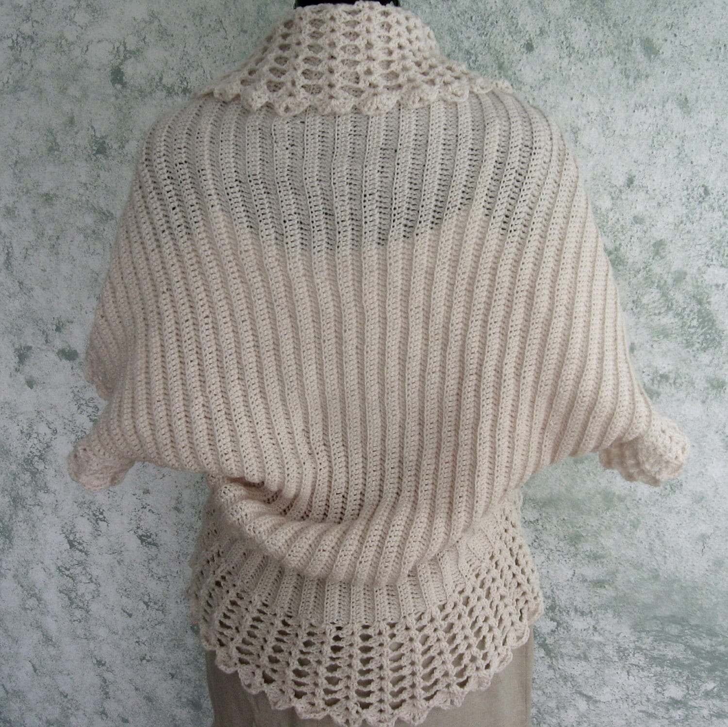 Womens Crochet Shrug Pattern With Lace Trim in 3 Sizes Easy to Etsy