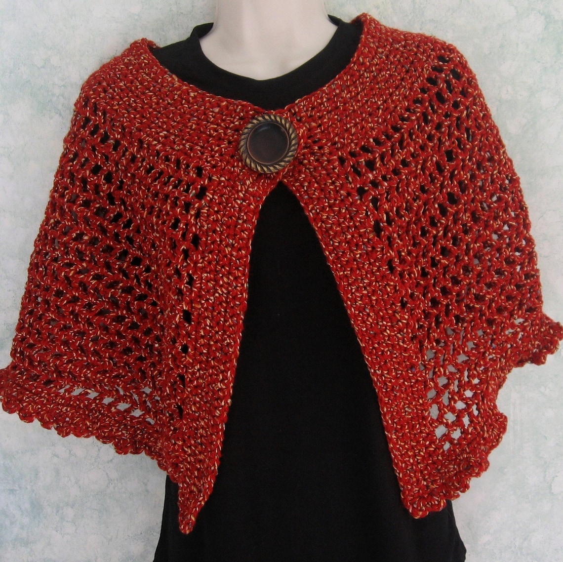 Womens Crochet Cape Pattern With Large Button Trim and Snap - Etsy