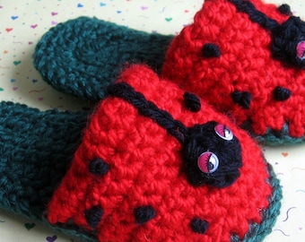 Toddler Crochet Slipper Pattern Lady Bug Fun Instant Download