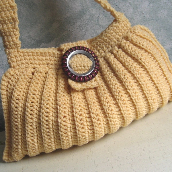 Crochet Pattern Purse With Knit Look Pleating Easy To Make Shoulder Bag  Instant Download