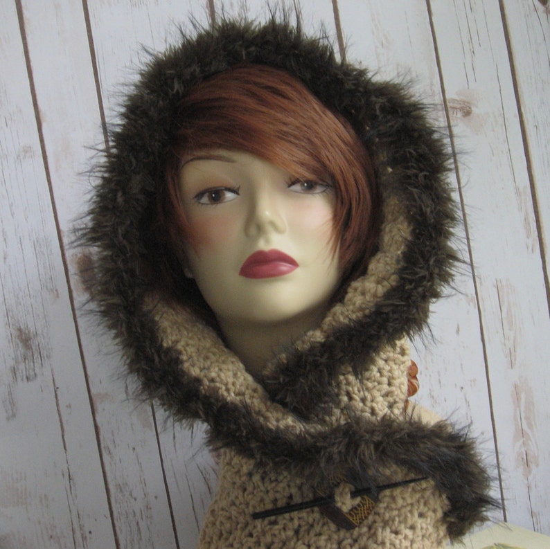 Womens Crochet Hood Pattern With Faux Fur Trim PDF Instant Download Easy To Make image 4