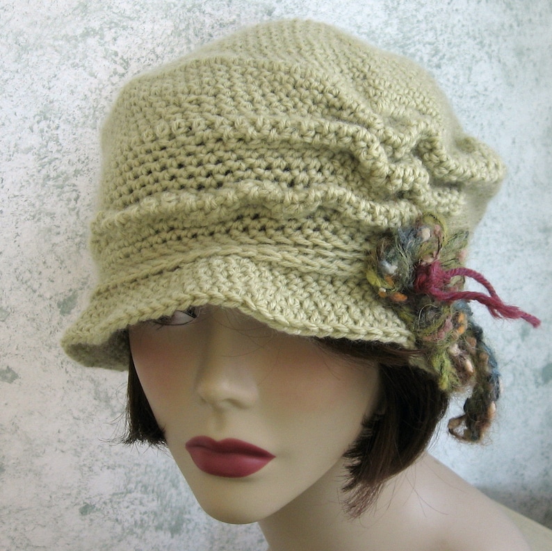 Crochet Pattern Womens FLapper Hat Brimmed With Free Form Trim Instant Download May Sell Finished image 2
