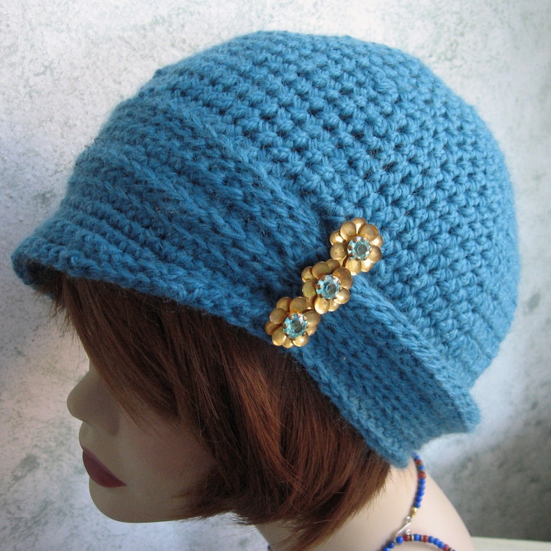 Womens Crochet Hat Pattern Cloche With Ribbing and Small Brim Etsy