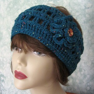 Womens Crochet Headband Pattern With Double Flower Trim Instant Download Pattern May Sell Finished