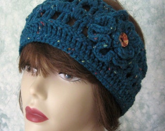 Womens Crochet Headband Pattern With Double Flower Trim Instant Download Pattern May Sell Finished