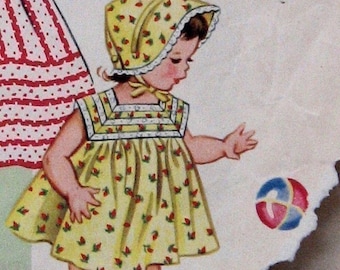 Vintage 1950s Toddlers Dress And Sun Bonnet Pattern PDF Size 1-2 yrs