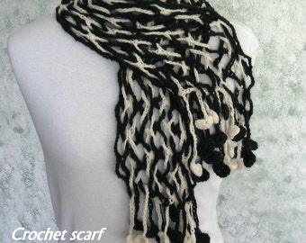 Crochet Scarf Pattern Womens Woven Scarf In Two Colors Instant Download