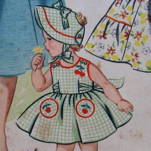 Toddlers Sundress And Brimmed Hat Pattern circa 1950s  Instant Download   Sz2 Chest 21