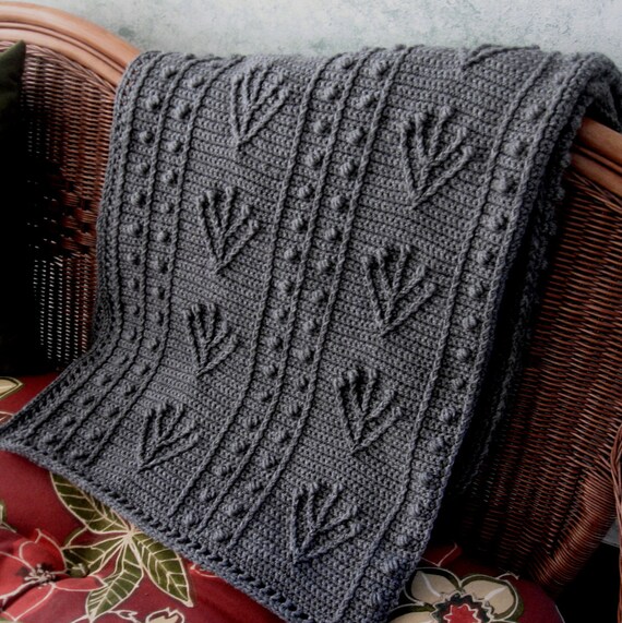 Crochet Afghan Heather Seal Grey Sofa Throw Blanket Neutral Etsy