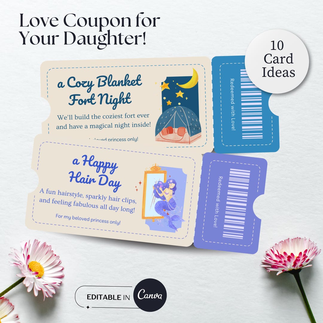 Editable Coupon Book for Your Girl Daughter – Personalized Vouchers ...