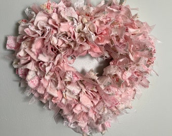 Pink Fabric Heart Wreath